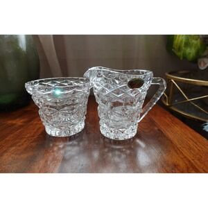 Vintage Shamrock by action Industries clear glass crystal‎ sugar and creamer set